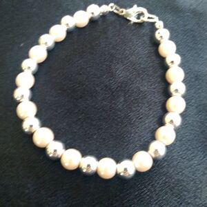 Pink and silver beaded bracelet